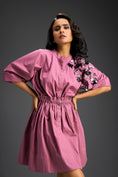 Load image into Gallery viewer, Pink Floral Shoulder Shift Dress