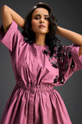 Load image into Gallery viewer, Pink Floral Shoulder Shift Dress