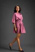 Load image into Gallery viewer, Pink Floral Shoulder Shift Dress