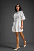 Load image into Gallery viewer, White Floral Shoulder Shift Dress