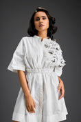Load image into Gallery viewer, White Floral Shoulder Shift Dress
