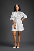 Load image into Gallery viewer, White Floral Shoulder Shift Dress