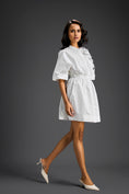 Load image into Gallery viewer, White Floral Shoulder Shift Dress