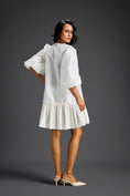 Load image into Gallery viewer, White Puffed Sleeve Cut-Out Embroidered Dress