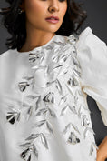 Load image into Gallery viewer, White Puffed Sleeve Cut-Out Embroidered Dress