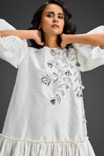 Load image into Gallery viewer, White Puffed Sleeve Cut-Out Embroidered Dress