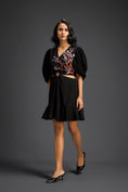 Load image into Gallery viewer, Black V-Neck Cut-Out Embroidered Dress
