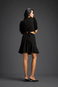 Load image into Gallery viewer, Black V-Neck Cut-Out Embroidered Dress