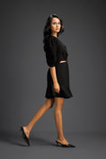 Load image into Gallery viewer, Black V-Neck Cut-Out Embroidered Dress