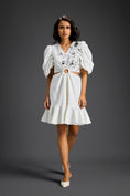 Load image into Gallery viewer, White V-Neck Cut-Out Embroidered Dress