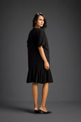 Load image into Gallery viewer, Black Short Sleeves Cut-Out Embroidered Dress