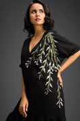 Load image into Gallery viewer, Black Short Sleeves Cut-Out Embroidered Dress