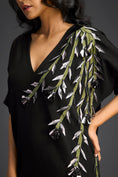 Load image into Gallery viewer, Black Short Sleeves Cut-Out Embroidered Dress