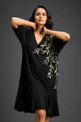Load image into Gallery viewer, Black Short Sleeves Cut-Out Embroidered Dress
