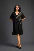 Load image into Gallery viewer, Black Short Sleeves Cut-Out Embroidered Dress