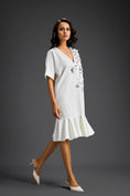 Load image into Gallery viewer, White Short Sleeves Cut-Out Embroidered Dress