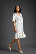 Load image into Gallery viewer, White Short Sleeves Cut-Out Embroidered Dress