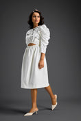 Load image into Gallery viewer, White Midriff Cut-Out Floral Embroidered Dress