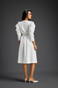 Load image into Gallery viewer, White Midriff Cut-Out Floral Embroidered Dress