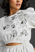 Load image into Gallery viewer, White Midriff Cut-Out Floral Embroidered Dress