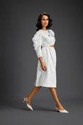 Load image into Gallery viewer, White Midriff Cut-Out Floral Embroidered Dress