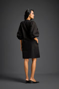 Load image into Gallery viewer, Black Dress with Green Metallic Floral Embroidery
