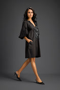 Load image into Gallery viewer, Black Dress with Green Metallic Floral Embroidery