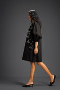 Load image into Gallery viewer, Black Dress with Green Metallic Floral Embroidery