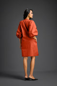 Load image into Gallery viewer, Rust Metallic Floral Embroidered Dress