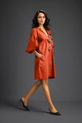 Load image into Gallery viewer, Rust Metallic Floral Embroidered Dress