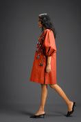 Load image into Gallery viewer, Rust Metallic Floral Embroidered Dress