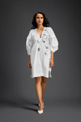 Load image into Gallery viewer, White Metallic Floral Embroidered Dress