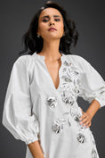 Load image into Gallery viewer, White Metallic Floral Embroidered Dress