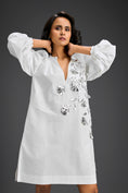 Load image into Gallery viewer, White Metallic Floral Embroidered Dress