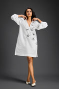 Load image into Gallery viewer, White Metallic Floral Embroidered Dress