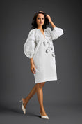 Load image into Gallery viewer, White Metallic Floral Embroidered Dress