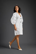 Load image into Gallery viewer, White Metallic Floral Embroidered Dress