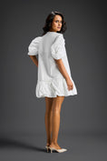 Load image into Gallery viewer, White Ruffle Hem Floral Embroidered Dress