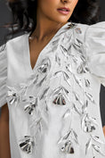 Load image into Gallery viewer, White Ruffle Hem Floral Embroidered Dress