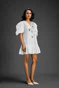 Load image into Gallery viewer, White Ruffle Hem Floral Embroidered Dress