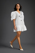 Load image into Gallery viewer, White Ruffle Hem Floral Embroidered Dress