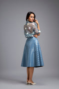 Load image into Gallery viewer, Blue Sheer Embroidered Organza Top With 3D Skirt