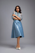 Load image into Gallery viewer, Blue Sheer Embroidered Organza Top With 3D Skirt