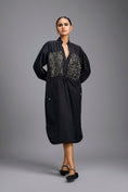 Load image into Gallery viewer, Black Metallic Panel Midi Dress