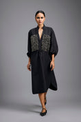 Load image into Gallery viewer, Black Metallic Panel Midi Dress