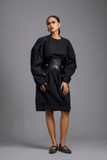 Load image into Gallery viewer, Sculptural Black Belted Dress