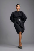 Load image into Gallery viewer, Sculptural Black Belted Dress