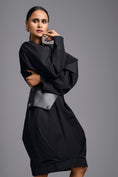 Load image into Gallery viewer, Sculptural Black Belted Dress