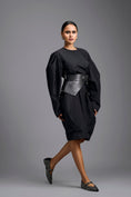 Load image into Gallery viewer, Sculptural Black Belted Dress