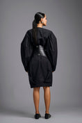 Load image into Gallery viewer, Sculptural Black Belted Dress